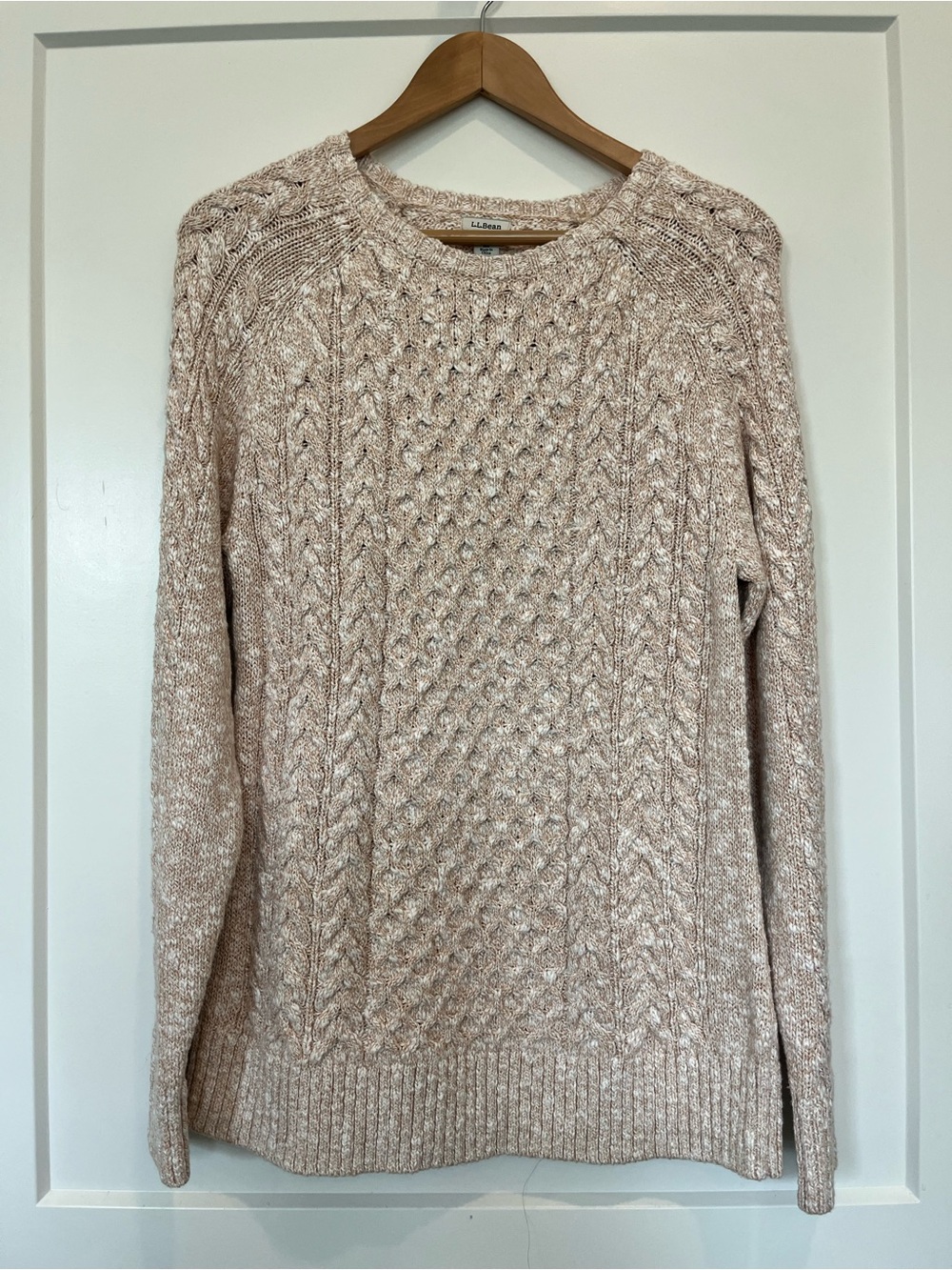 NWT LL Bean Sweater Tunic Fishermans Chunky Cable Knit Preppy Academia Sz L